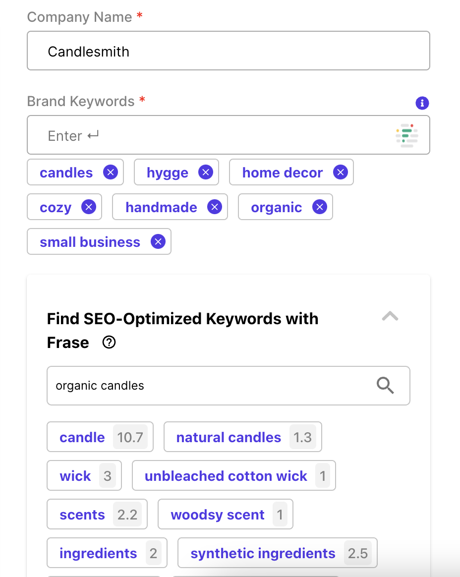 Product Description Generator for Copysmith