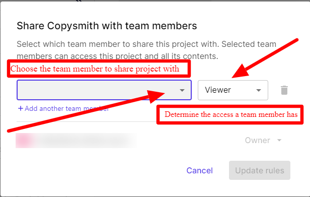 Copysmith project sharing feature