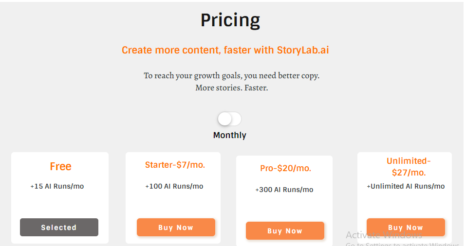 StoryLab Pricing